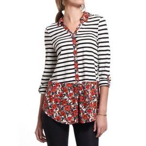 Anthropologie Postmark Poppy Striped Layered Tunic